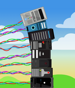 leaning tower of computer towers